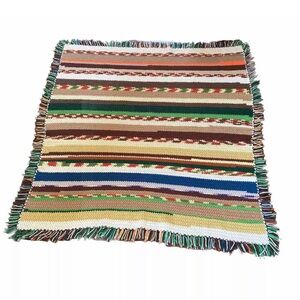 HANDMADE Crochet Striped Classic Afghan Throw Blanket Home Accent